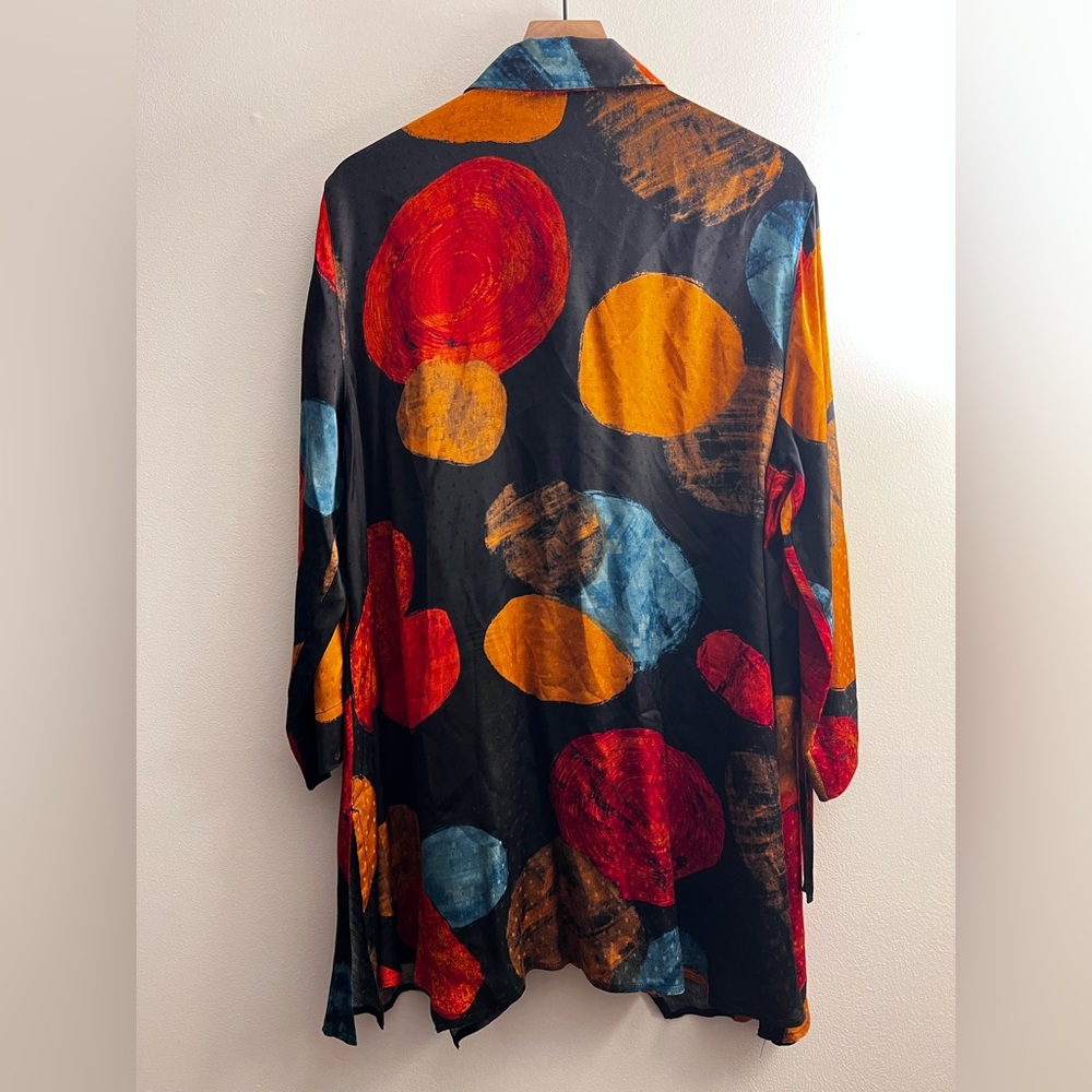 John Mark Abstract Dot Print Point Collar Tunic 3… - image 3